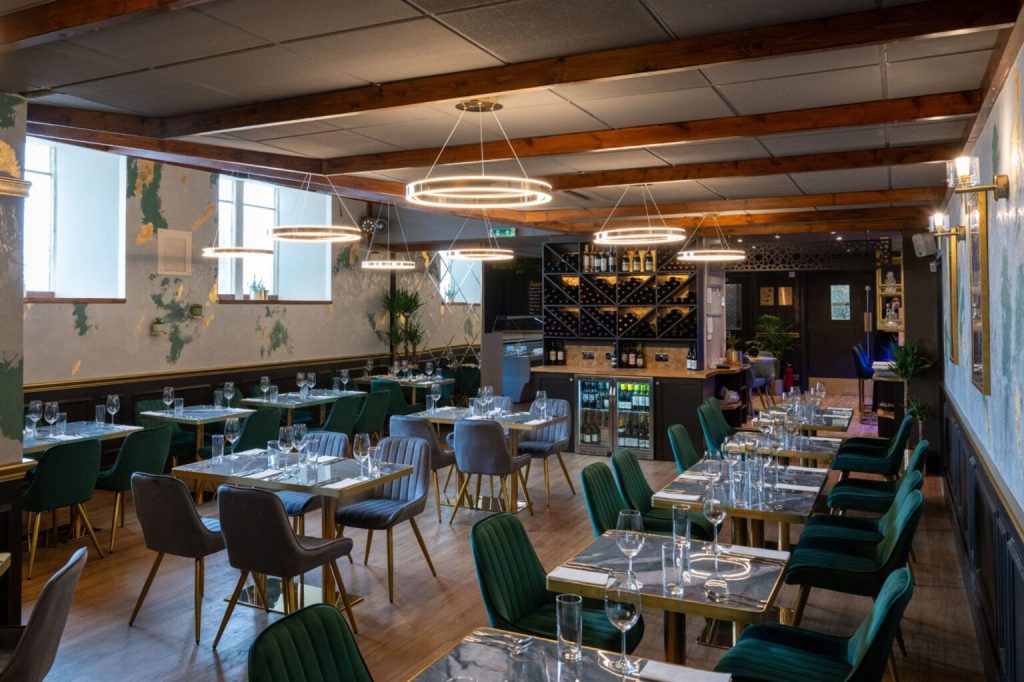 Stylish restaurant and lounge at Queen Street Halls in Broughty Ferry, Dundee, ideal for private dining and events.